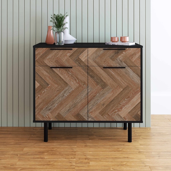 Manhattan Comfort Liam Sideboard in Black and Brown Wood SB-311AMC248 - main